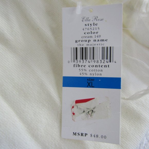 Ella Rose Women's The Majestic Cotton Blend Sleeveless Top Blouse Cream XL - Picture 6 of 8